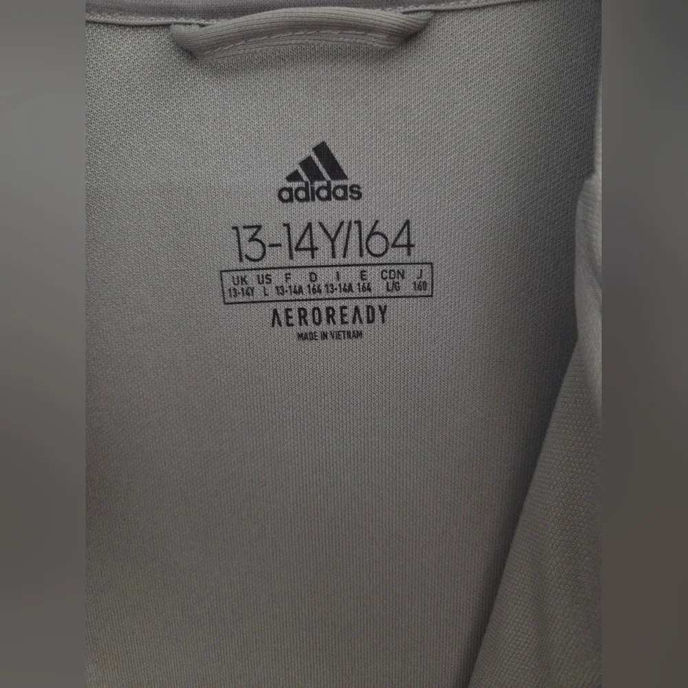 Adidas Kids Aeroready Pewter Zipup Jacket In Size Kids Large (13-14 Yrs)